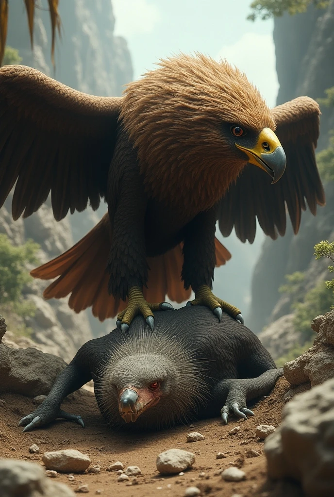  film, muscular, movie screenshot, anthro eagle and human female mating, side view, from behind, breasts, doggystyle,