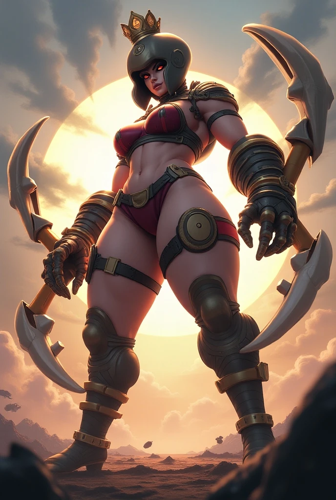 best quality, beautifully detailed illustration, (Monster Hunter), beautifully detailed sunlight, soft lighting, (best shadows), looking at viewer, BREAK 1girl, solo focus, (dark skin:1.3), black hair, quadbraids, bright green eyes, large breasts, (abs:0.8), muscular thighs, wide hips, steel armor, gauntlet, pelvic curtain, outdoors, mountainside, cliff face <lora:XaxaxaV2:1>