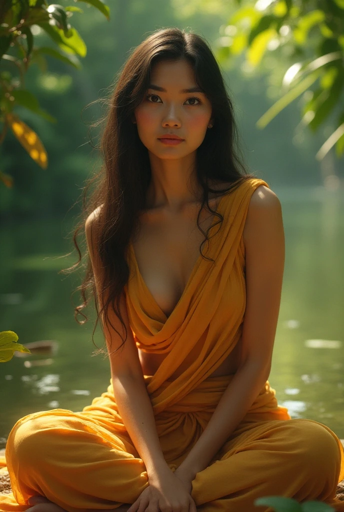 Photo film roll
Naked Thai girl showing breasts and nipples, posing sitting, starting to shower. In an open area near a bamboo grove