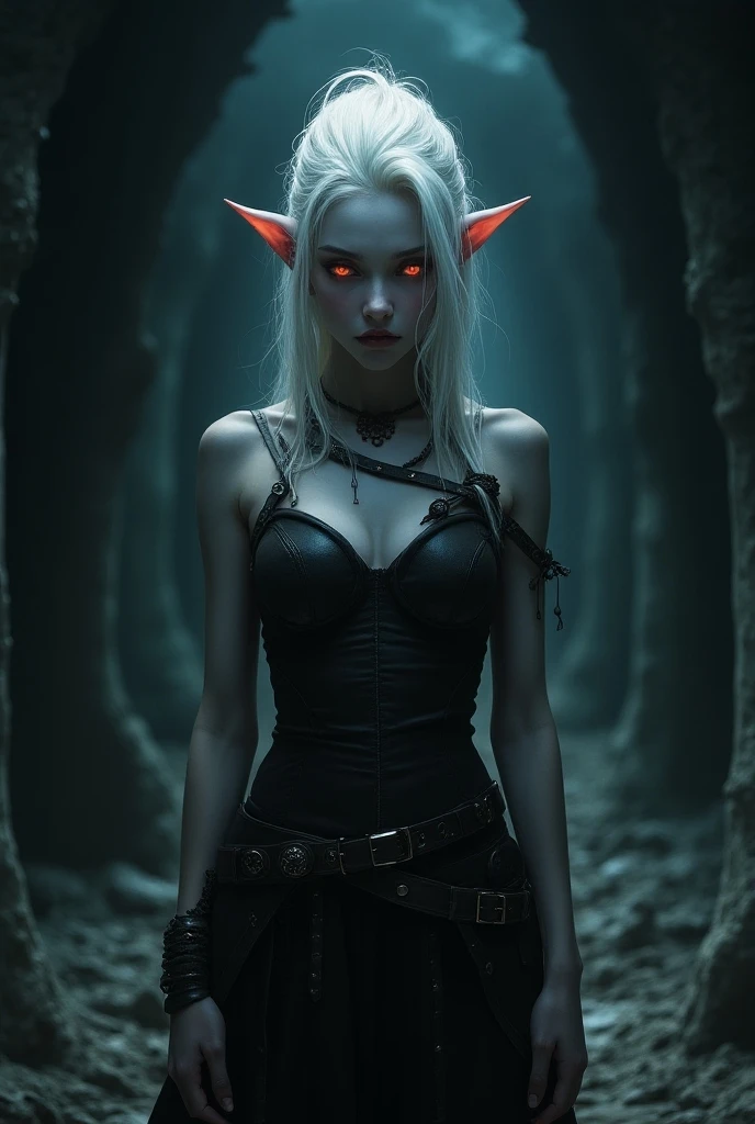 Fashionable of androgynous alien looking witch, glowing eyes, beautiful evil slavic muscular woman, pale skin, long light brown hair, light smile, futuristic design, minimal details, givenchy, photoreal, 200mm, hd, f/ 2.0, sitting in a gloomy spruce forest, highly detailed, surreal , drop dead, in the style of red and blue, (intricate details, hyperdetailed:1.15) (skin texture:1.2), cinematic, professional, 4k, (((dynamic model pose))), full body, mesmerizing, dynamic, dramatic, sensual, dynamic pose, highly detailed skin with hair, subcutaneous veins, light and shadow play, highly detailed,24mm photograph, film, bokeh, professional, 4k,