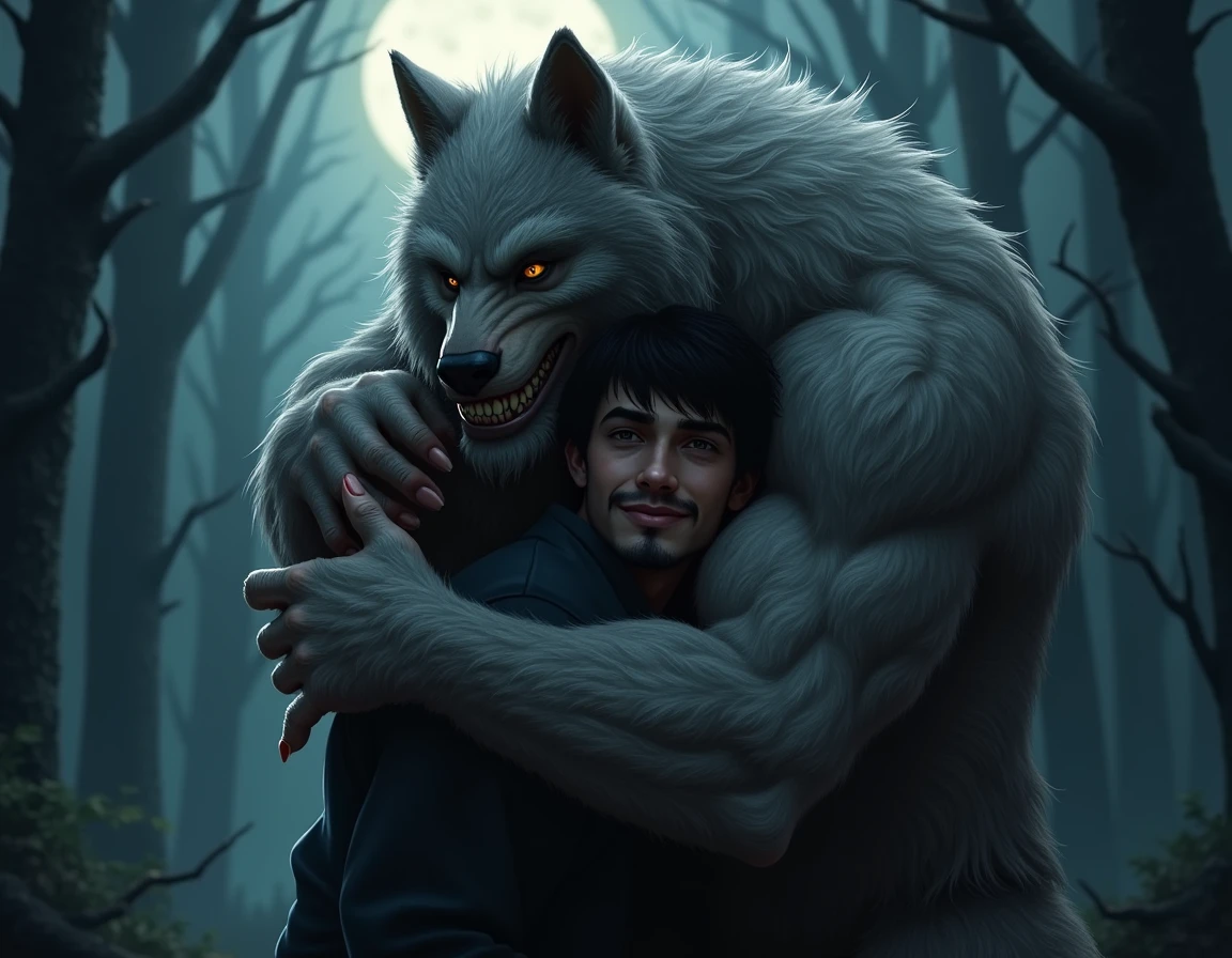 Male werewolf Sucking a mans dick In a forestbat nightt