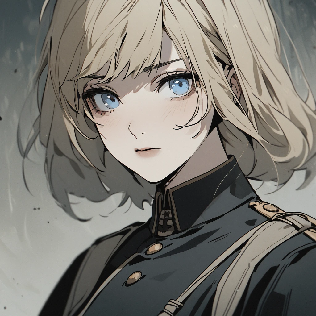1girl, portrait of jillvoth, beret, shoulder pads, blue military uniform, shirt, (blood on face), scared, afraid, parted lips, old mansion indoors, window, lightning, thunder, volumetric lighting, best quality, masterpiece, intricate details, tonemapping, sharp focus, hyper detailed, trending on Artstation, realistic,