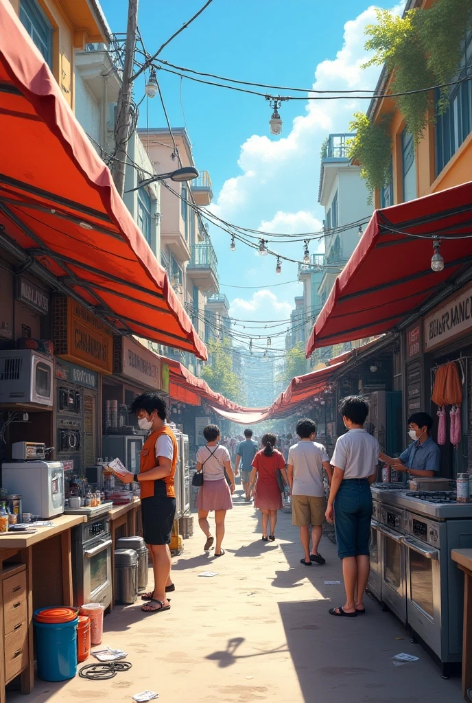 lost and scared  at a street fair comic book illustration