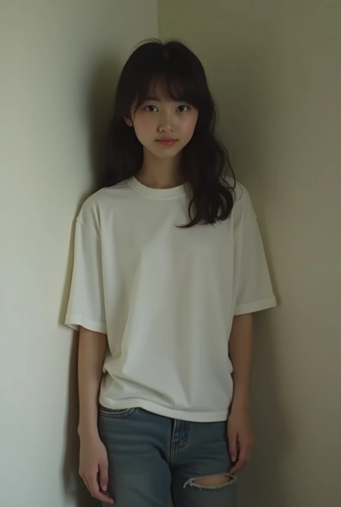 from Japan, (masterpiece, best quality:1.2), (raw photo),(film gain:0.7),(depth_of_field:1.2),
(beautiful 20yo girl),
(oversized T-shirts), (short pants), ( body),
BREAK
(at the bedroom), (faint smile)
