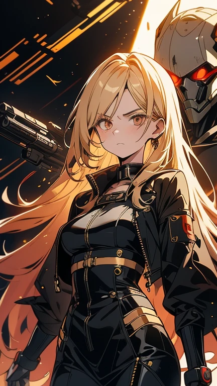 Blond haired red eyes succubus teacher holding a gun, girls frontline style, M4 Sopmod ii