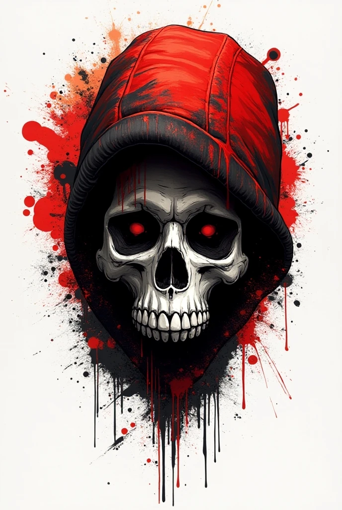 comic skull head, Hip-Hop Style, t shirt design, flat-colors, vectorial art, ((black backdrop)) . graphic illustration, comic book art, graphic novel art, Vibrant, highy detailed