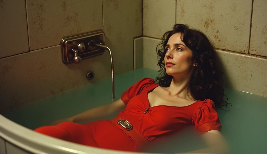 Ultrarealistic portrait photograph of grouchy salaryman Geena Davis in a cunning Tessellated bathtub,
(by Margaret Bourke-white, Carlos Chavarria), RAW photo, hyper real photo, ultrarealistic uhd faces, 8k uhd, dslr, soft lighting, high quality, film grain, photographed on Panasonic Lumix DMC-S1  Wide Angle, [[[by Charles Demuth, Angela Barrett, Grethe Jrgens, Agnolo Gaddi]]], [awe-inspiring Black-Holed Meme, Anglo Gothic],
backlighting, [pantone], film grain, negative space, subtle gradients,  hyper-realistic, colorgraded, volumetric lighting, [[volumetric fog, moist]], shallow depth of field, reflections, absurdres, [brutalism, constructivism], Cinematic film still, 1600dpi, [[vivid colors]]