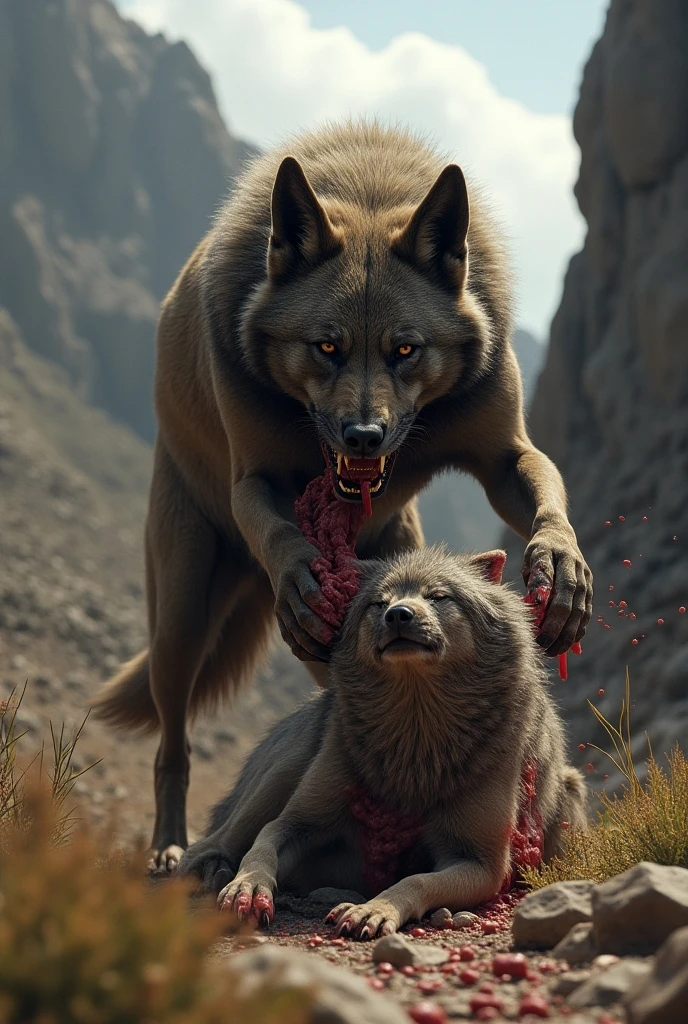 (by taran fiddler:1.4), masterpiece, detailed Bonifasko lighting, [crepuscular ray], best details, real life, depth of field, (bright lighting:1.4), detailed background, nude, nsfw, two characters, couple, (anthro), (anthro wolf:1.4), 🐺, genitals, with bushy pubic hair and armpit hair, clear details, (an adult female wolf breastfeeding an adult male wolf:2)