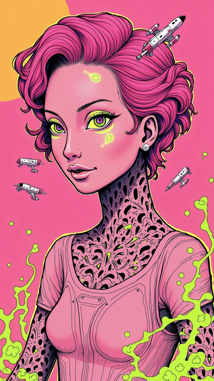 NSFW, Seductive psychedelic horror, nipples, Trippy Hentai, body horror, having sex, real breasts, surreal Sex, LSD trip, sensual, psychedelic sex, provocative, very colorful, glowing