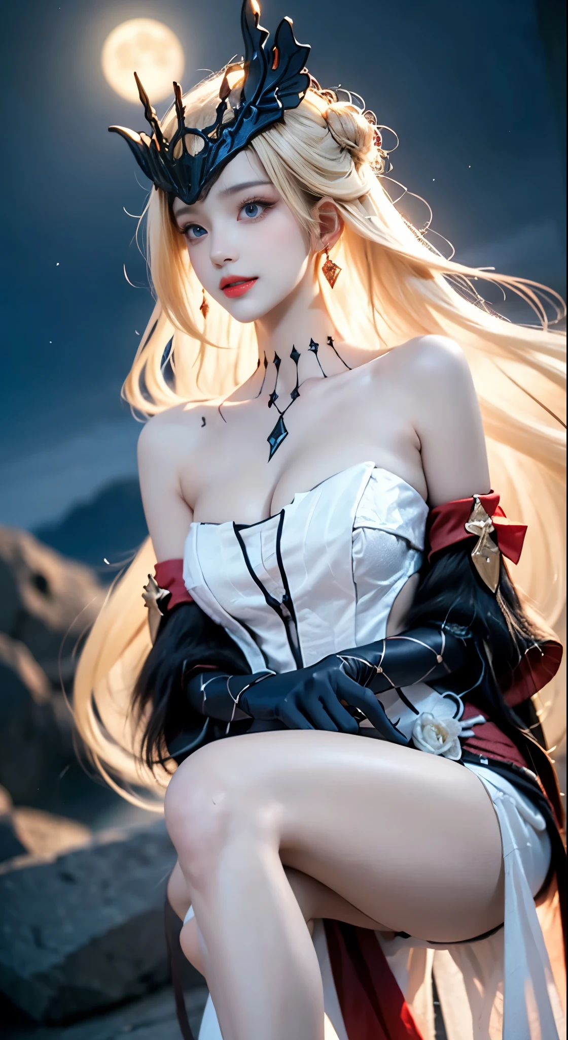 best quality, tmasterpiece,Ultra-high resolution,Clear face,(Reality:1.4),ferpect lighting,(upper body shot), (photorealistic:1.50), anime wallpaper, Guviz style artwork, cover-up fantasy up to magic , by Yang J, Guviz, beautiful artwork illustration, beautiful digital artwork, beautiful digital illustration, Li Song, beautiful anime portrait, art style in Beauvot, Lips wear thick red lipstick