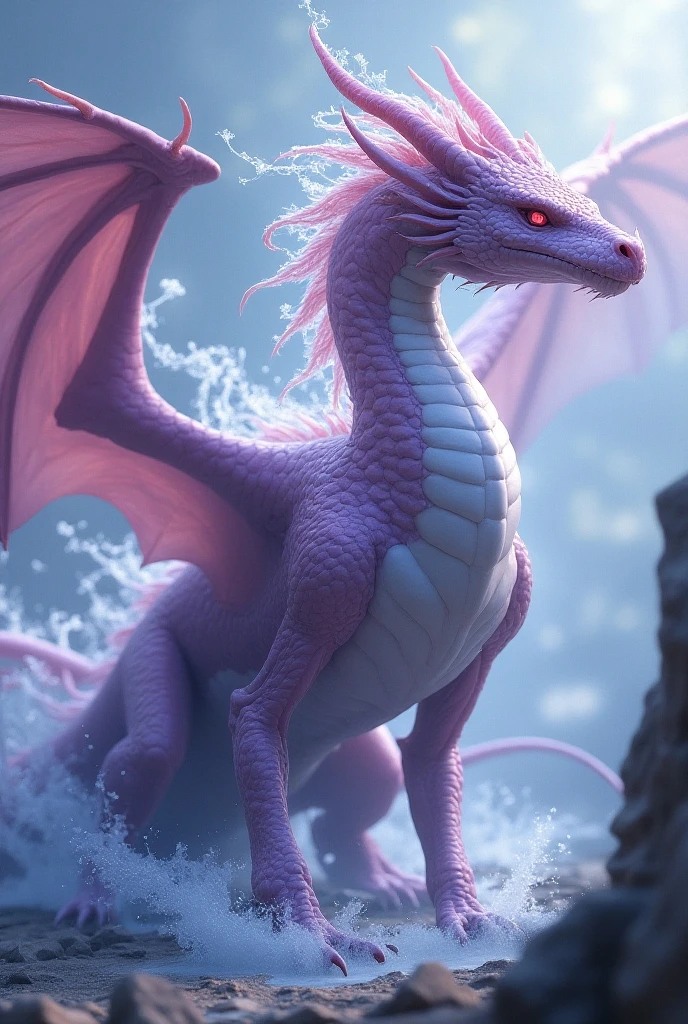 awesome quality, dynamic,DonMDr4g0nXL dragon from behind,a tendrilous oceanic siren wyrm-like European Dragon, fins, mismatched taloned legs, countless elemental wings, , quinacridone magenta tempest time <lora:myLora\DonMDr4g0nXL-v1.1rb:0.8>