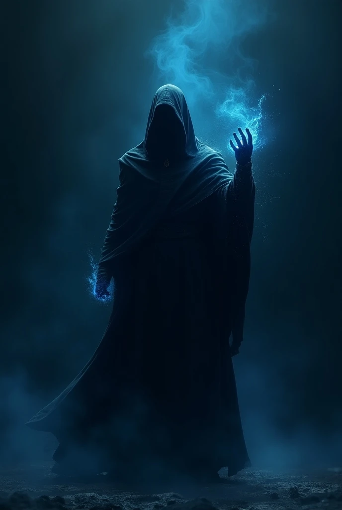 An evil red-eyed shadow, with the letter Y and the number 7 of blue fire in the hands.