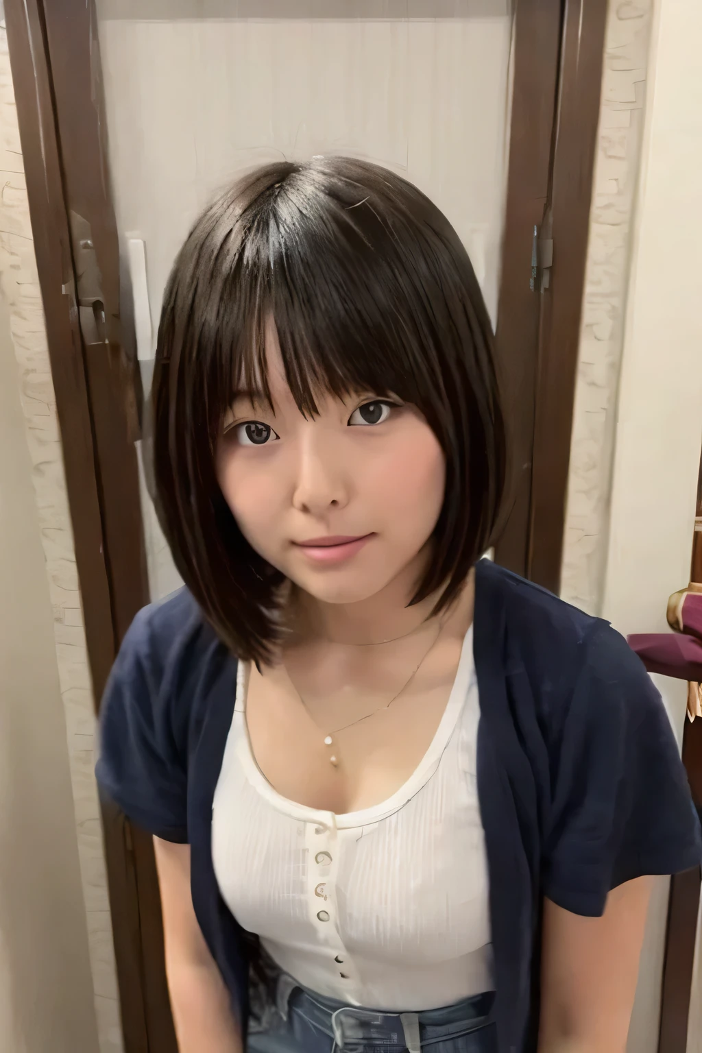 (Best Quality:1.5),  one girl playing pranks, Alone, short hair, Round face, Japanese,