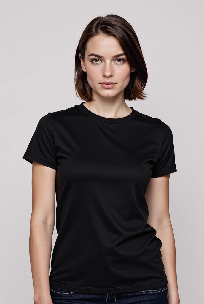 a short sleeve t-shirt in black , ( the t-shirt is in black without prints)