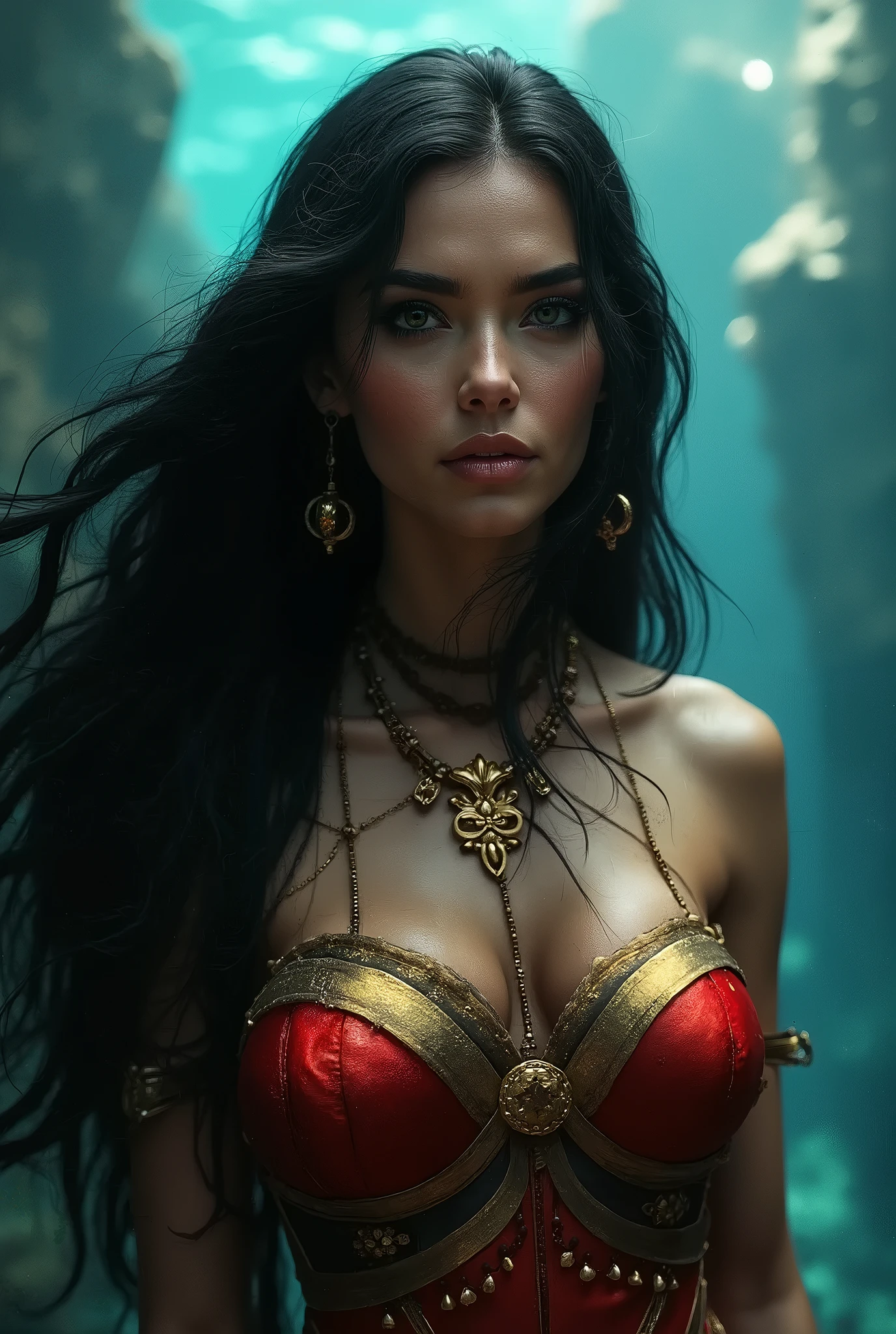 NSFW Long hair girl, black in color, blue colored eyes. with big breasts, slim with hips and ass, no belly. Dressed as a Roman slave in a tunic
