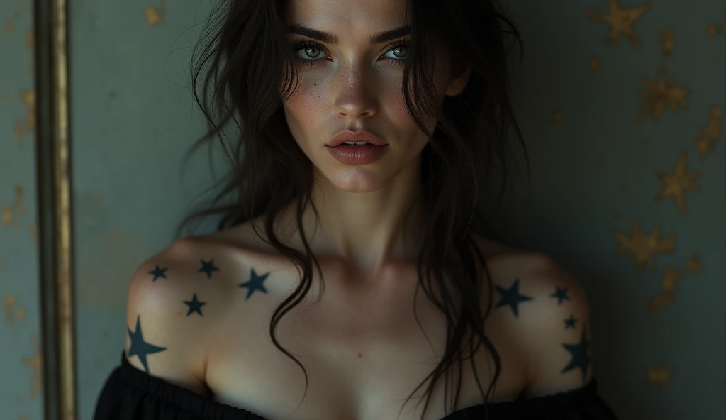 (best quality, hyperdetailed photography:1.2), beautiful lady, freckles, dark makeup, soft light, massive perfect breast,head and breast portrait, cover, (detailed beautiful face, detail skin texture, ultra-detailed body:1.1) sexy vampire girl,,, ((naked breast)), realistic skin texture extreme details,