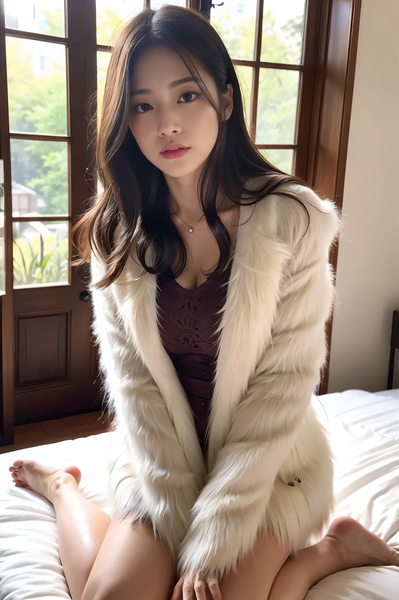 highest quality、Japanese、20age、naked、Have sex、Suck the penis、Long coat、Knee-high boots、Mini dress、Blonde、Thick pubic hair