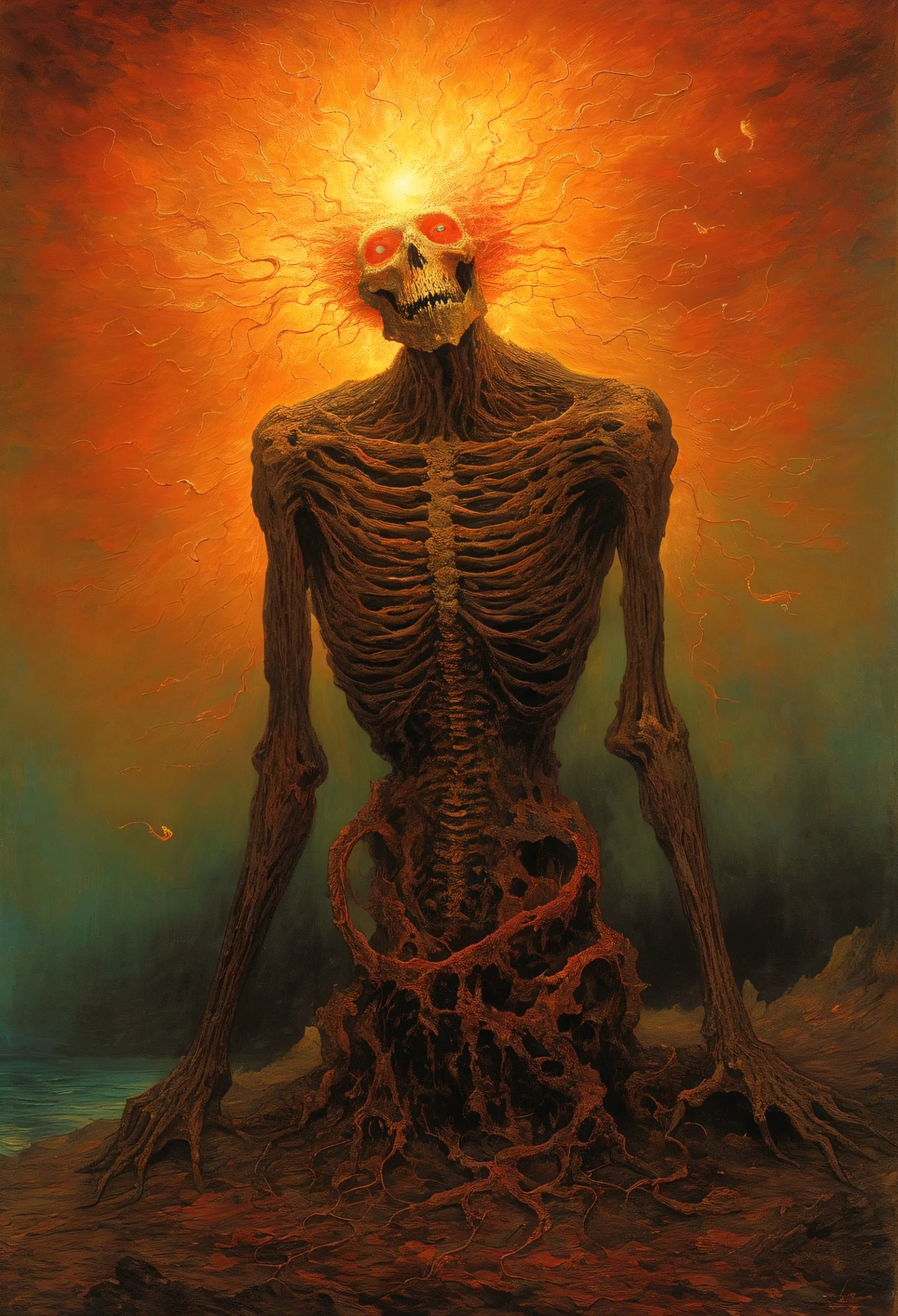 Mythical creatures, author: Dzislaw Beksinski and Vincent van Gogh, Burning Dead 、universe