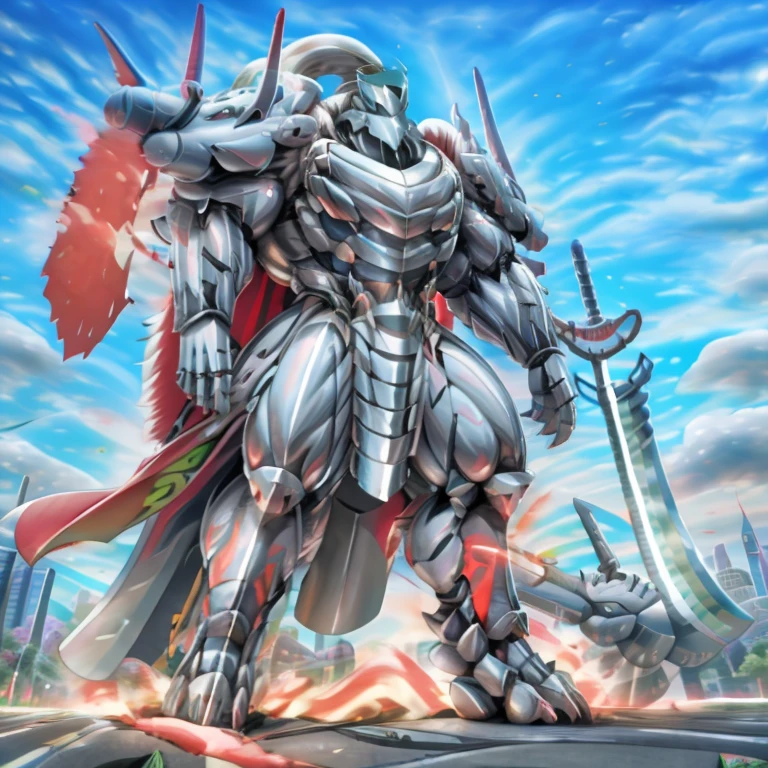 - Silver Samurai
- masterpiece. official art. 8k. best quality. detailed full body. full body.

- dominating Silver Samurai. Silver Samurai is over 1000 meters long. focus GIANT mechanical Muscular Silver Samurai is trampling the city. Looking down. macro. stomp. Low-angle perspective. emphasizing the immense size.

- smoke and flames rising from the destruction in the city)

- wearing a full-face helmet. high-tech bio-mecha armor. real texture material. whole body shines like metal. Wearing cyberpunk mecha. emphasizes the muscles. suit fully made of metal. intricate armor. Robotic suit. suit fully made of metal. cyborg. Powered exoskeleton with the same design as Silver Samurai.

- Detailed head. Detailed Body. Detailed abs. gigantic muscles. HYPER MUSCLES. Gigachad Muscular. big muscle. pecs. triceps. traps. unusually developed muscular body. body full of huge muscles. showing off muscles. pectorales enormes. Exaggeratedly huge muscles. huge muscles. long legs.

-NJfurry. silver samurai wears a long silver cloak.The claws are sharp. 5 toes.

- SILVER color hyper penis. hyper SILVER penis. big penis,

- melee weapon, weapon, armor, plate armor, sword, floating weapon, anthro, knight, clothing, helmet, detailed background, white fur, claws, dragon pauldron,

- Silver Samurai, full armor, cyborg, science fiction, combat helmet, 
- robot, mecha, holding, holding armor, holding weapon

- by null-ghost
- demon lord dragon batzz