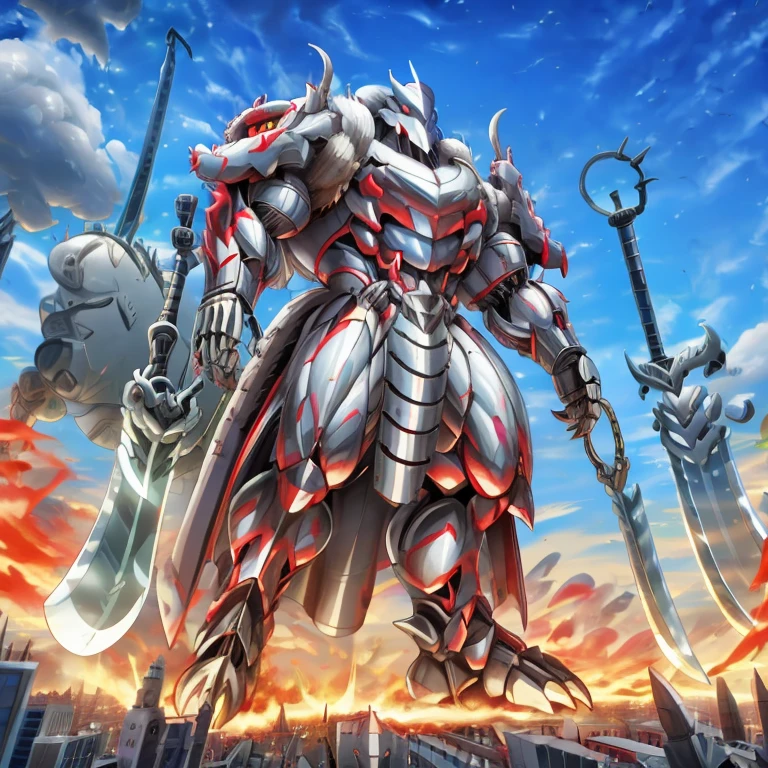 - demon lord dragon batzz
- masterpiece. official art. 8k. best quality. detailed full body. full body.

- dominating demon lord dragon batzz. demon lord dragon batzz is over 1000 meters long. focus GIANT mechanical Muscular demon lord dragon batzz is trampling the city. Looking down. macro. stomp. Low-angle perspective. emphasizing the immense size.

- smoke and flames rising from the destruction in the city)

- wearing a full-face helmet. high-tech bio-mecha armor. real texture material. whole body shines like metal. Wearing cyberpunk mecha. emphasizes the muscles. suit fully made of metal. intricate armor. Robotic suit. suit fully made of metal. cyborg. Powered exoskeleton with the same design as demon lord dragon batzz.

- Detailed head. Detailed Body. Detailed abs. gigantic muscles. HYPER MUSCLES. Gigachad Muscular. big muscle. pecs. triceps. traps. unusually developed muscular body. body full of huge muscles. showing off muscles. pectorales enormes. Exaggeratedly huge muscles. huge muscles. long legs.

-NJfurry. demon lord dragon batzz wears a long silver cloak.The claws are sharp. 5 toes.

- SILVER color hyper penis. hyper SILVER penis. big penis,

- melee weapon, weapon, armor, plate armor, sword, floating weapon, anthro, knight, clothing, helmet, detailed background, white fur, claws, dragon pauldron,

- Silver Samurai, full armor, cyborg, science fiction, combat helmet, 
- robot, mecha, holding, holding armor, holding weapon

- by null-ghost
- demon lord dragon batzz