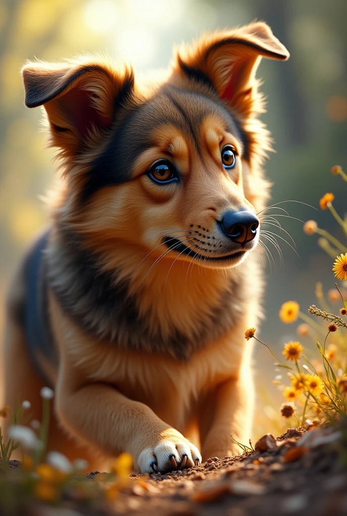 German Shepherd with the colors of a hirna