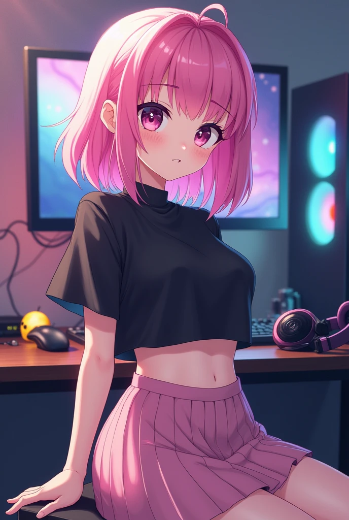 female streamer, cute hoodie, petite, bent over, masterpieces, 16k, doing stream in front of computer, nude, fingering (video tape 1:1.2)