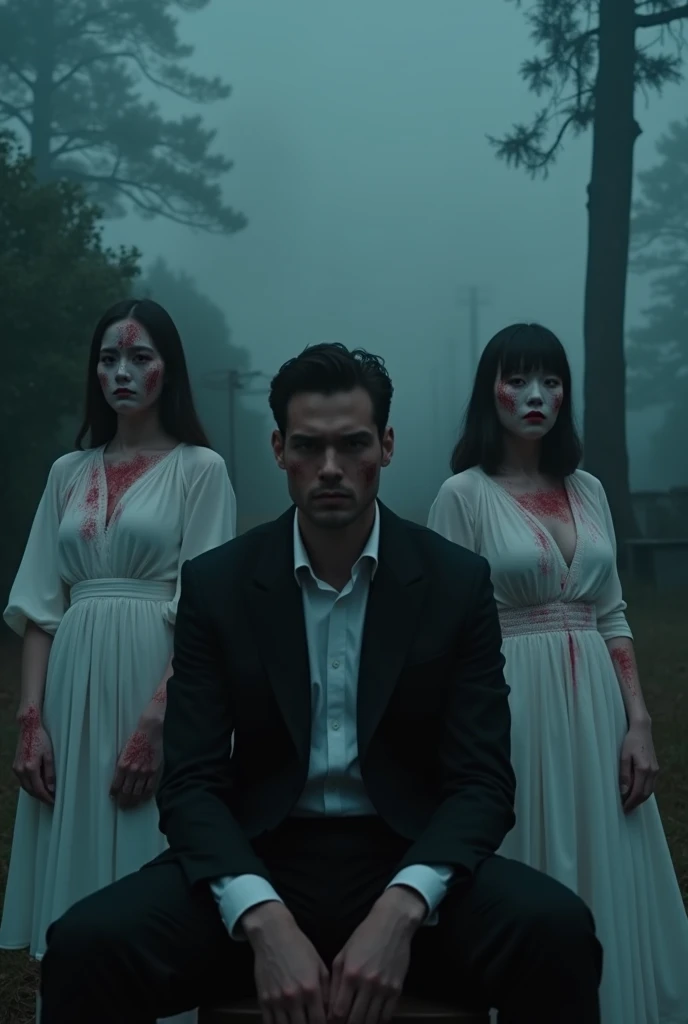 novuschroma zombie couple sitting in a chair in a creepy old cabin