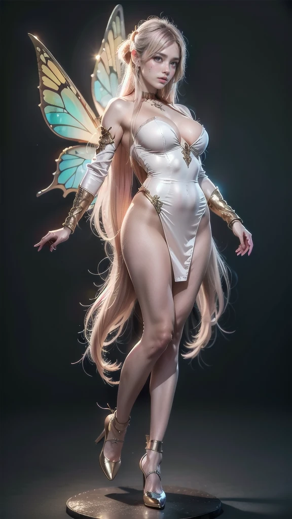  best quality , (foto RAW:1.2), (masterpiece:1.4), ( photorealistic :1.4), ( highres icon:1.4),   depth of field  , flight attendant,  intricately detailed , 8k,  Extremely detailed,  perfect lighting , epic background, Alone, Super Fine Photo, ((full body digital art ))  Unreal Engine 5 8K UHD de uma  , conceptual art,  character concept design ,  wearing long white dress with metallic details,  butterfly wings ,  long pink hair, (( Fada)), goblin,  best quality , masterpiece, super detailed, sharp focus, Female Pose, 
body proportions, (Chapped lips:1.4), (blush de nariz:1.2), foreshortening, black cuts, (eye contact), High contrast, ultra high resolution, high resolution, detailed, Clean face,  ( sexy face :1.5), (big purple eyes:1.2), ( ultra detailed eyes:1.4), ( High-resolution eyes :1.1), ( ultra detailed skin texture :1.4), PERSEPHONE, Persephone, Persephone, (SFW:1.5),  (full body:1.8), (upper body up:0.3), (hyper realistic:1.4), (realistic:1.3), (best quality real texture skin), Detailed eyes, detailed face,  cameltoe 
