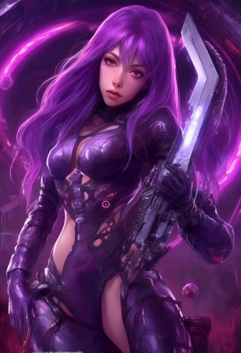 A perfect and beautiful, exuberant and very young cybernetic android warrior with black African and oriental Japanese and Chinese features, mixed with the clone of the Greek warrior goddess Athena, with huge super ultra mega giant breasts, purple eyes, transformed into a super sensual and extremely super muscular astronaut, fitness, fit bodybuilder and weightlifter, very muscular thighs wearing very short, super radical and purple punk style hair and very straight in locks, wearing sexy cyberpunk battle outfits, observing various spaceships on a strange planet full of big wild and murderous predator monsters and preparing, carrying and wielding their huge futuristic weapons on their shoulders for combat and already in battle stance and brandishing their fire sword and powerful energy shield