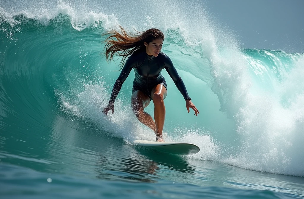 Girl surfing on the beach --auto --s2