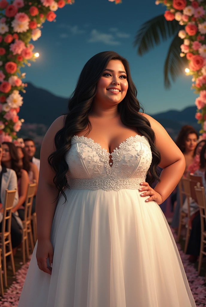 Chubby sexy filipina wedding bridesmaid photo outdoor wide shot