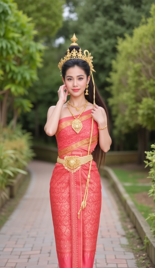 beautiful girl ,Thai women&#39;warrior, walking at thai measure, dynamic poses, Thai Noi, long ponytail,black eyes,abdominal muscles, plump body, rounded chest, (big breast:1.3), Hold the bow in your hand and aim at the target.. , rift, morning sun, staring at the viewer, (dynamic poses), ((face details)), Double eyelids, That&#39;s finished., realistic, Masterpiece, Highest quality, lens flare, shade, old measure, measure, [[Chromatic aberration]], By Jeremy Lipking, By Antonio J.... Manzanedo, Digital Painting, HDR, high contrast
