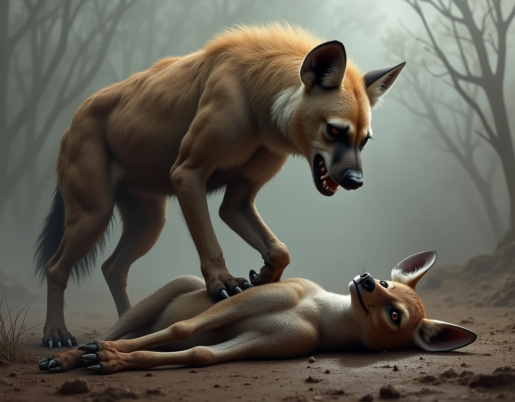 anthro male werewolf/anthro female werewolf duo, Scene from an american werewolf in london, muscular, breasts, sex, penis, doggystyle position, all fours, mating, vagina, angry, masterpiece, extreme detail, good anatomy, detailed, refined art, expressive, detailed eyes, side view