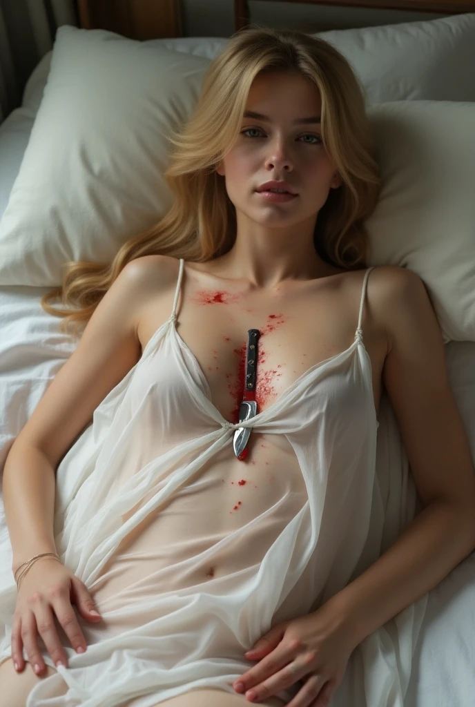 18 years old blonde girl, desperate sad face , naked, torned clothes, socks, bedroom, looking to viewer, exposed pussy, creampie, spreading legs, cum dripping busted breasts, whip marks, blood, cum, sperm, HD