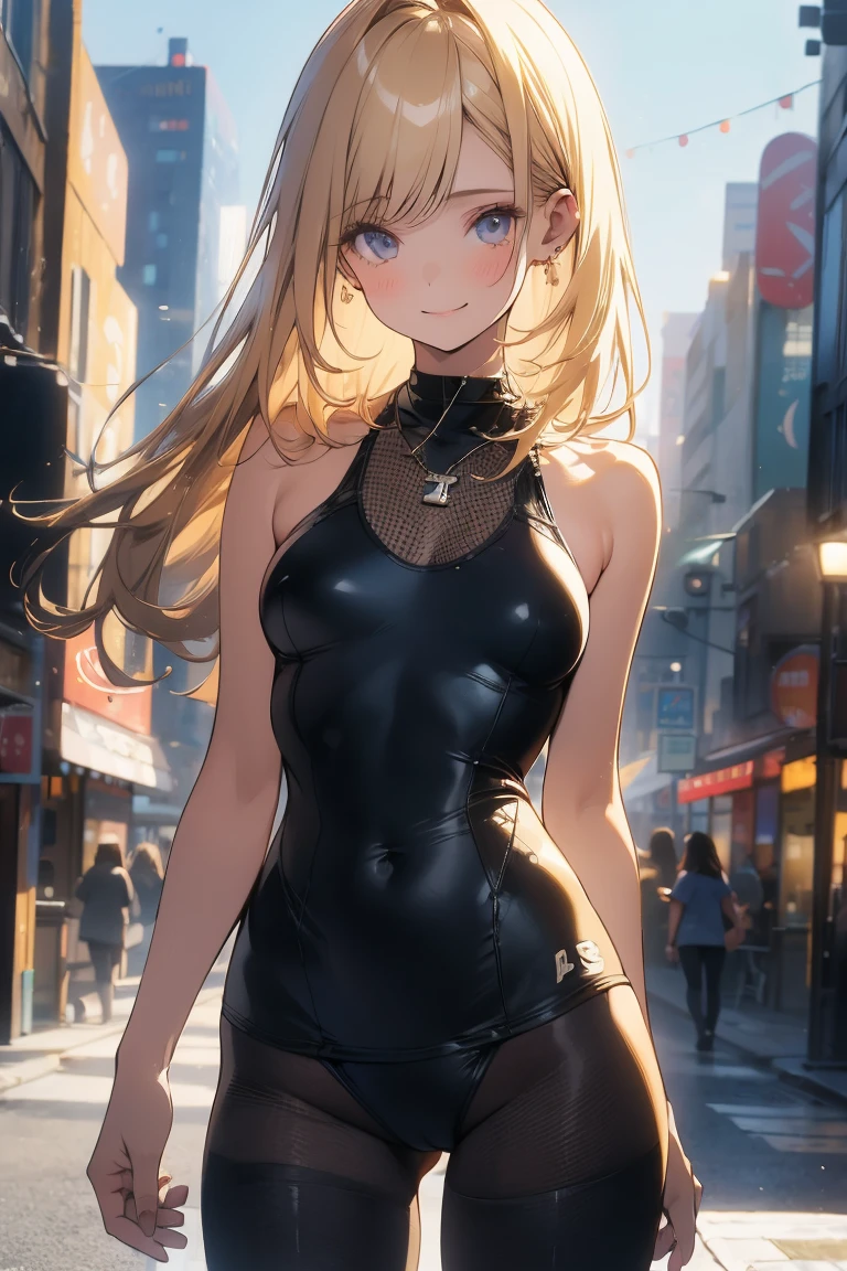 (1 girl), (Brown Skin), Beige brand hair color,Short Bob,Exposed thighs, (super high quality), masterpiece, Cowboy Shot,(wild), Casual Scene, Relaxed atmosphere, (Mature fashion), She is wearing fashionable clothes, Sun light,  Street atmosphere, urban environment. Perfect body, (E Cup:1.2), Wicked Smile, teeth, , Deep Blue Eyes,Fresh, (Asymmetrical bangs:1.3), Highly detailed face and eyes, length, Narrow eyes,cyber punk, sf, (Expose your shoulders), Digital Art, beautiful, Cinema Lighting, by Yusuke Murata.tonality, Romanticism, modern art, Impressionism, reflected light, 8K, masterpiece, Advanced Details, Highest quality, Accurate anatomy