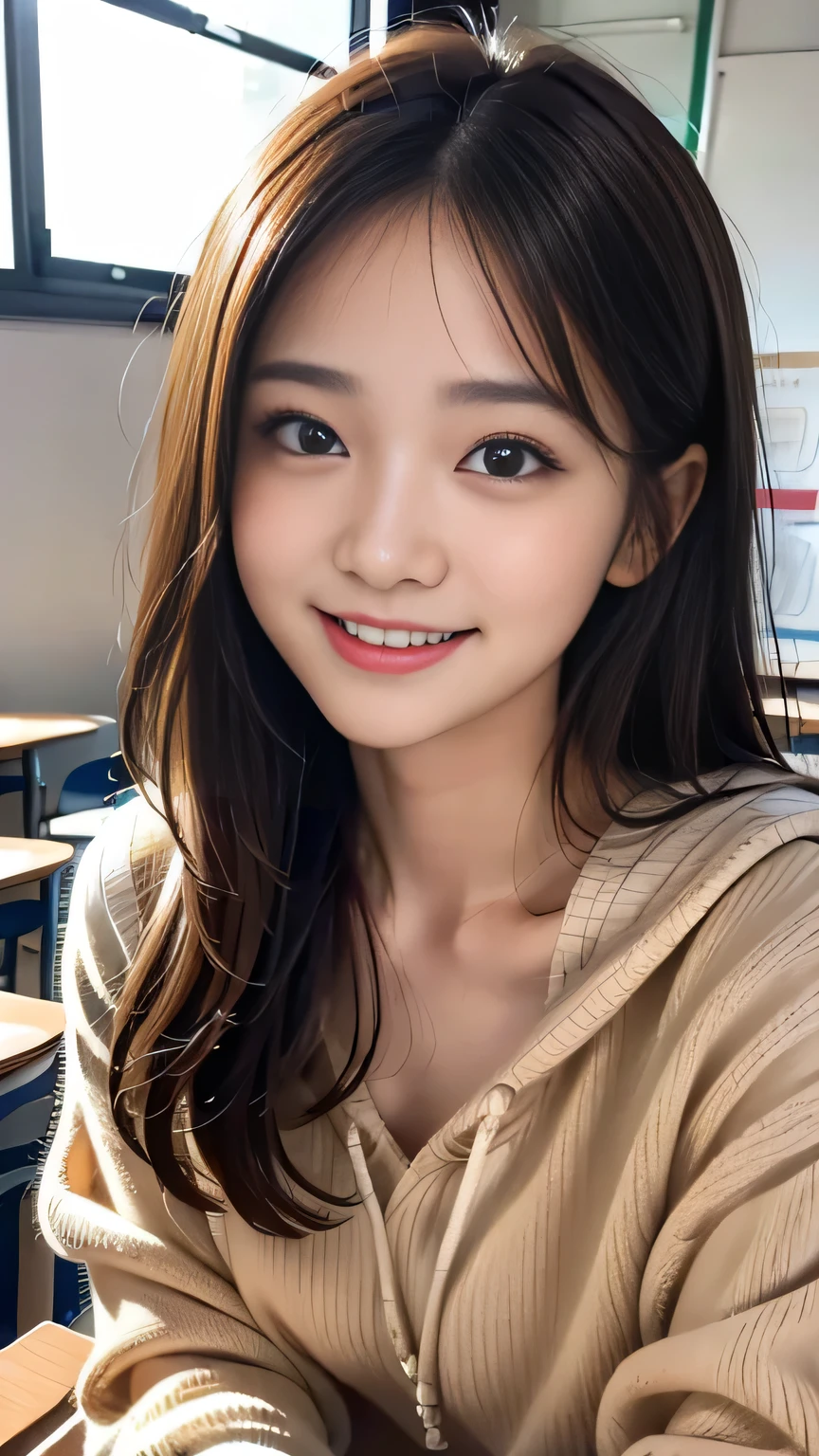 1 girl, black hair, (14 years old:1.4), Girl sitting at a table opposite a café, Latte on the table, (reading a book:1.3), (whole body:1.3), a loving gaze, (8K, RAW photo, highest quality, masterpiece:1.2), High-definition RAW color photos, professional photos,(realistic, photo realistic:1.2), ((highest quality)), Bokeh, using a reflector, f/1.4, 50mm, japanese girl, detailed beautiful face, detailed face, (shy smile:1.2),enchanting smile, beautiful, very pretty, cute like a doll, female idol, round big eyes, droopy eyes, small nostrils,