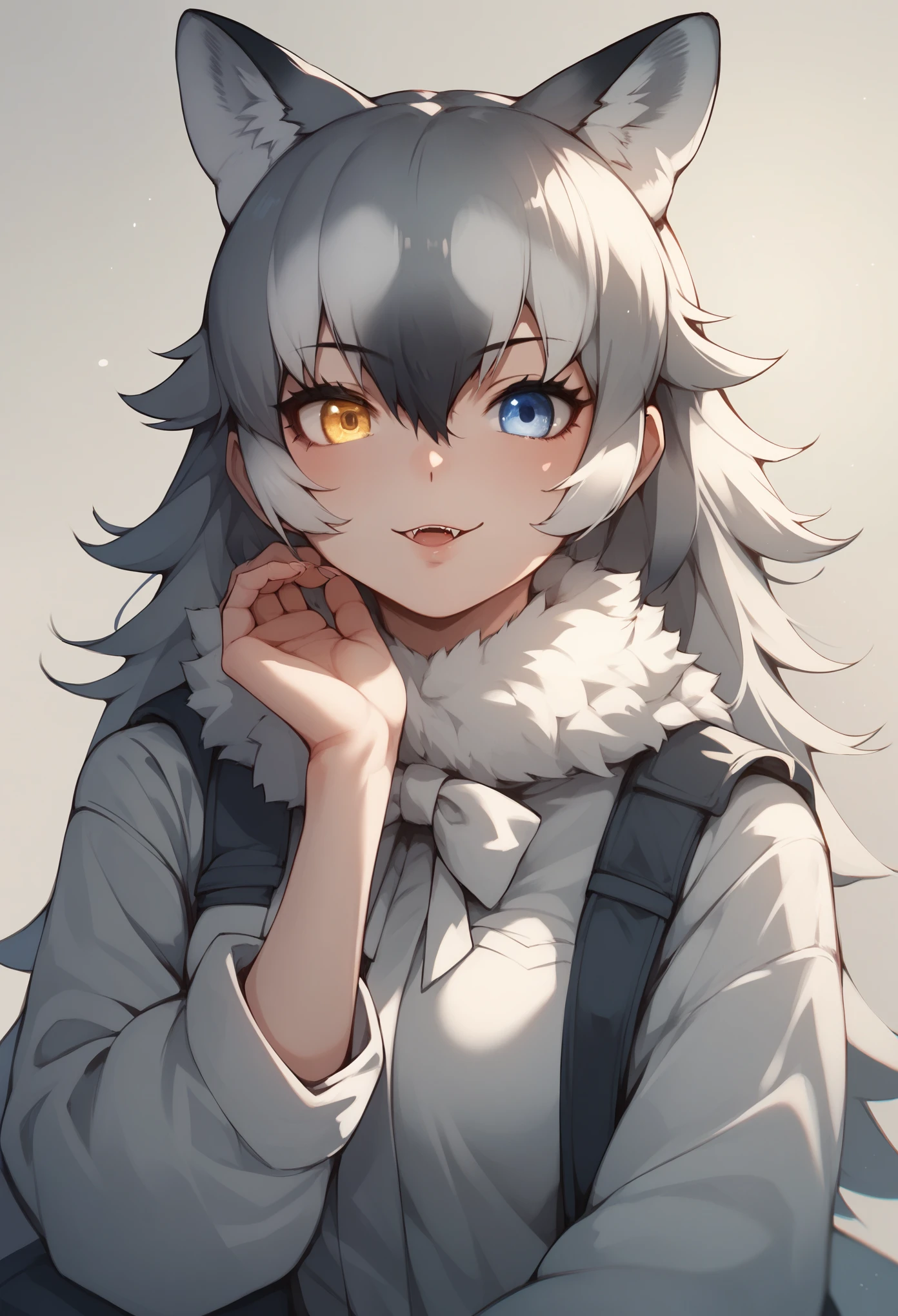 Score_9, Score_8_up, Score_7_up, Score_6_up, Score_5_up, Score_4_up, source_anime, 1girl, nsfw, grey wolf \(kemono friends\), heterochromia