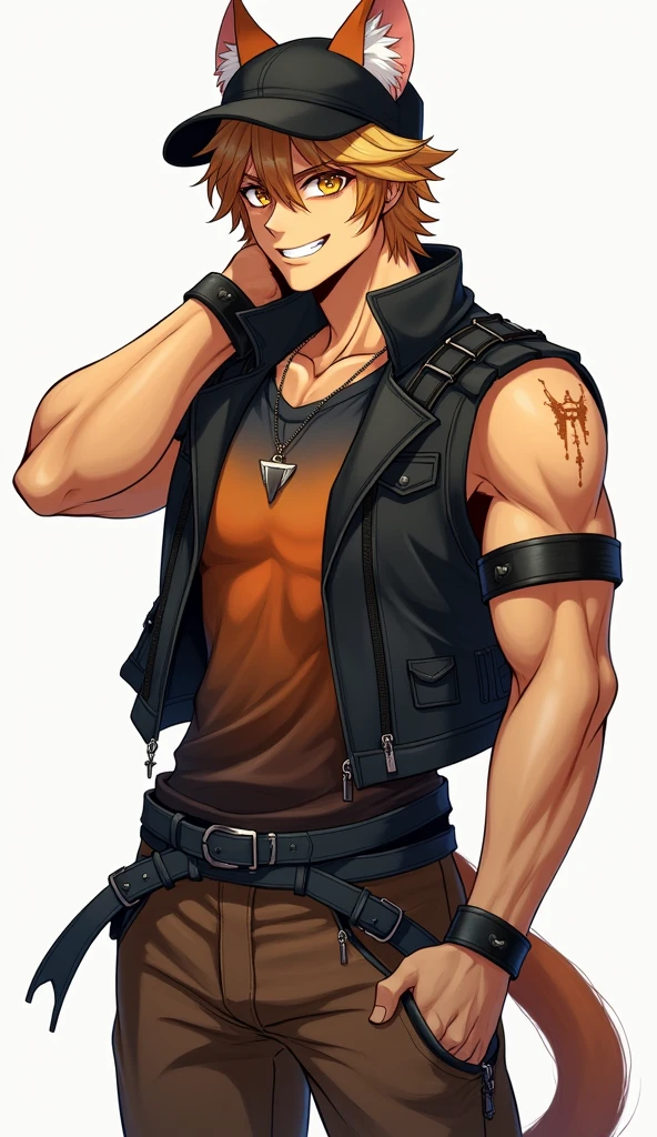 a guy who wears a leather jacket, jeans and a blood-stained white tank top. Hair a little similar to Elvis