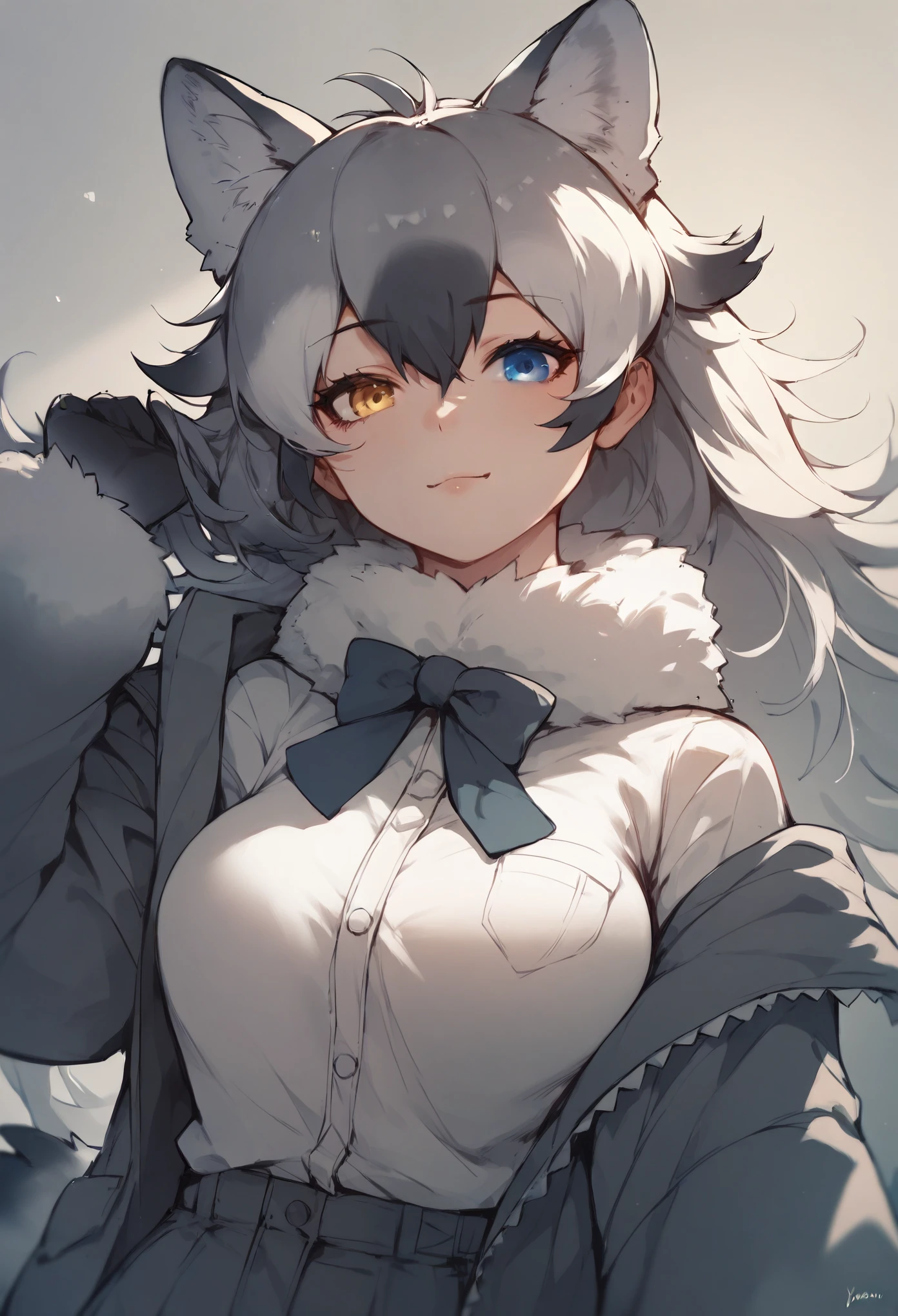 Score_9, Score_8_up, Score_7_up, Score_6_up, Score_5_up, Score_4_up, source_anime, 1girl, nsfw, grey wolf \(kemono friends\), heterochromia