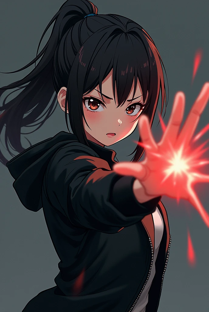 digital art drawing, illustration of (anime girl, long black hair with bangs, brown eyes, flat chest, confident look, black and red latex suit, tactical vest), anime drawing/art, bold linework, illustration, digital art, masterpiece, flat illustration, no shadows, 8k resolution, high detail, vector art, only anime, perfect eyes, perfect hands, perfect fingers, sharpness, high clarity, medium close up, high fidelity
