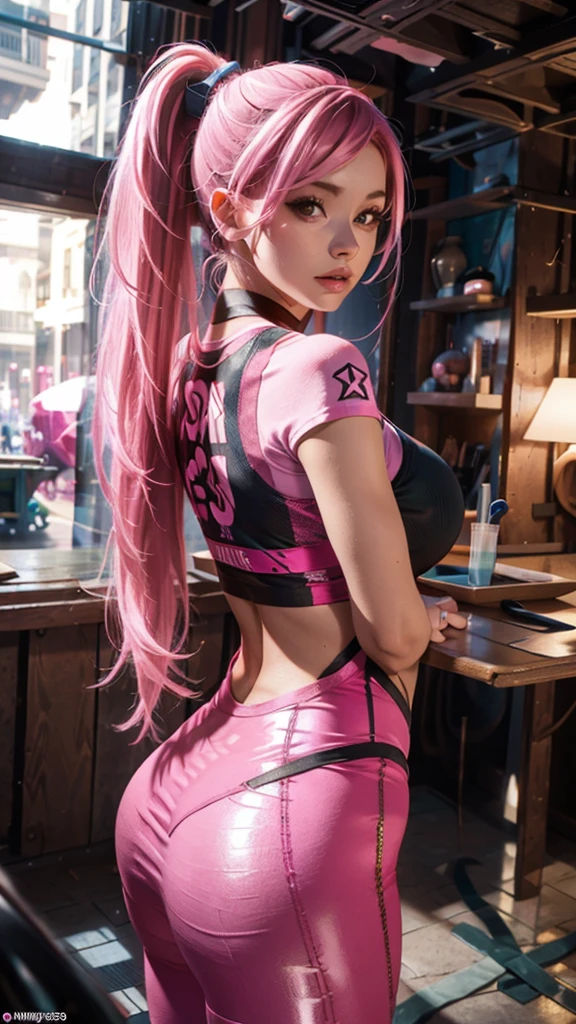 anime girl wearing pink wet clothes,