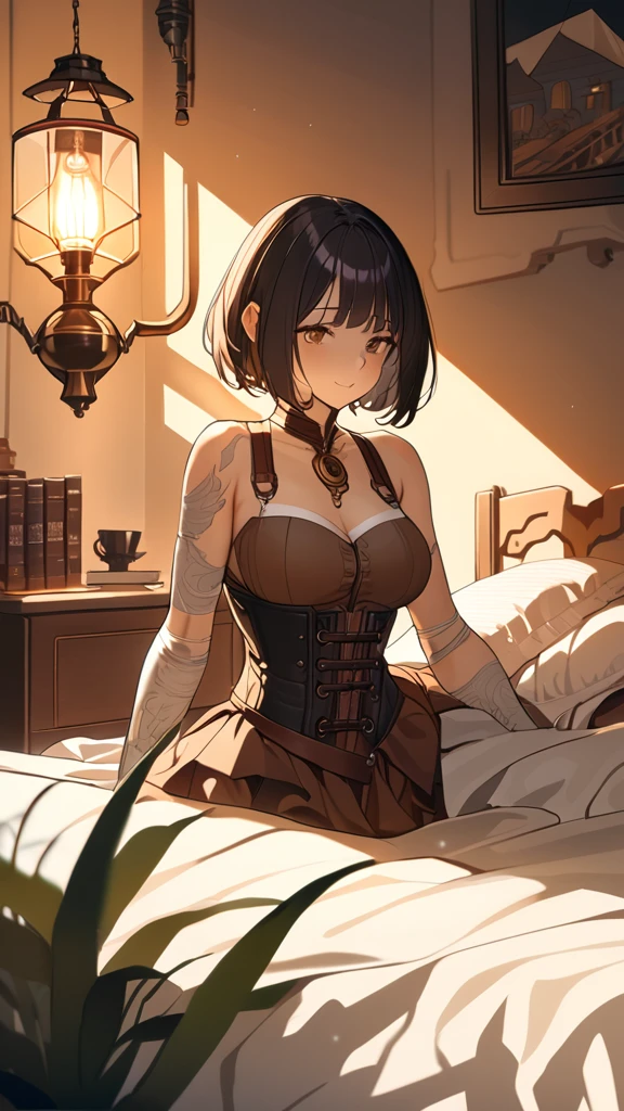 A girl with Small bust, Skinny body. Bandages are wrapping her bust, Bandage on her breasts, full body, Mummy