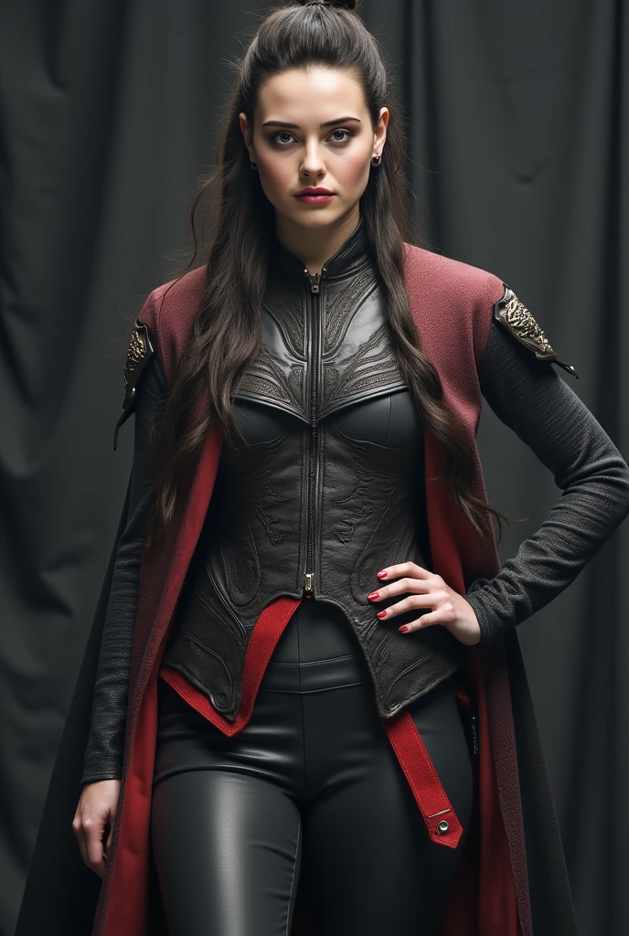 Katherine Langford wearing the assassin costume inspired by the game Assassins Creed 2