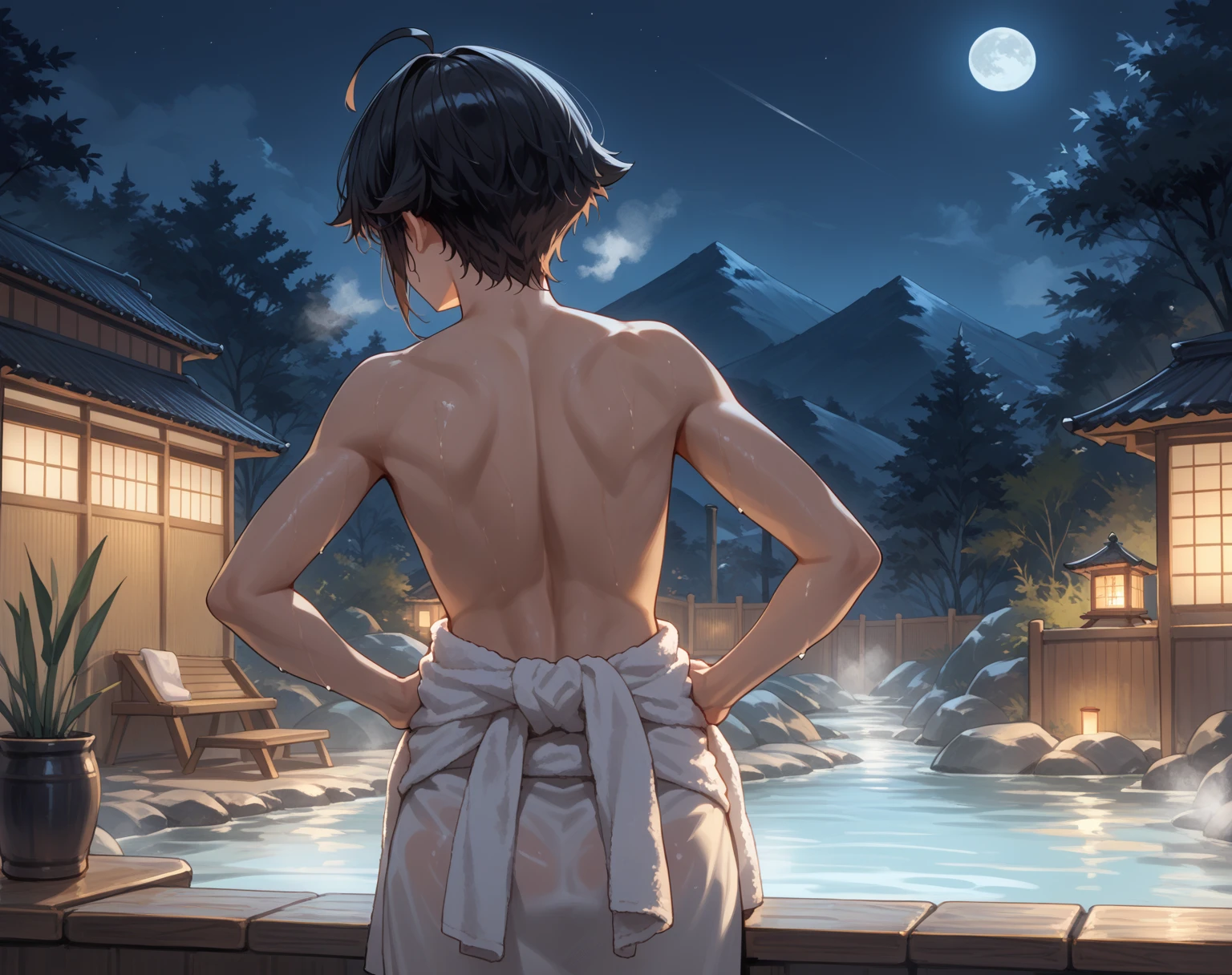 (masterpiece、Highest quality)、(Japan favelas、Old and dirty hot spring town、地下へ行く石のstage)、((Beautiful night view))、(11 year old naked girl、smile、fun)、((Big bath、Underground hot spring facilities、石のstage))、((Unsanitary and dim))、Shady Red Light District、(stage、Everyone is having fun bathing)、smile、Happy schoolchildren、Perfect Anatomy