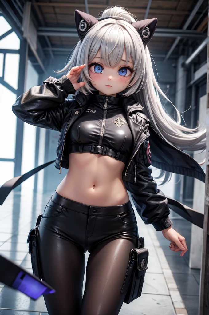((best quality, 8ก, Masterpiece: 1.3)), 1 girl , ("future , technological equipment, jacket":1.3 ),("microbikini , transparent pussy":1.2), (glove:1.2),("technological equipment, Leggings, thighhigh:1.2)big breasts , thigh , (dynamic gesture:1.1), wind ,future of the city