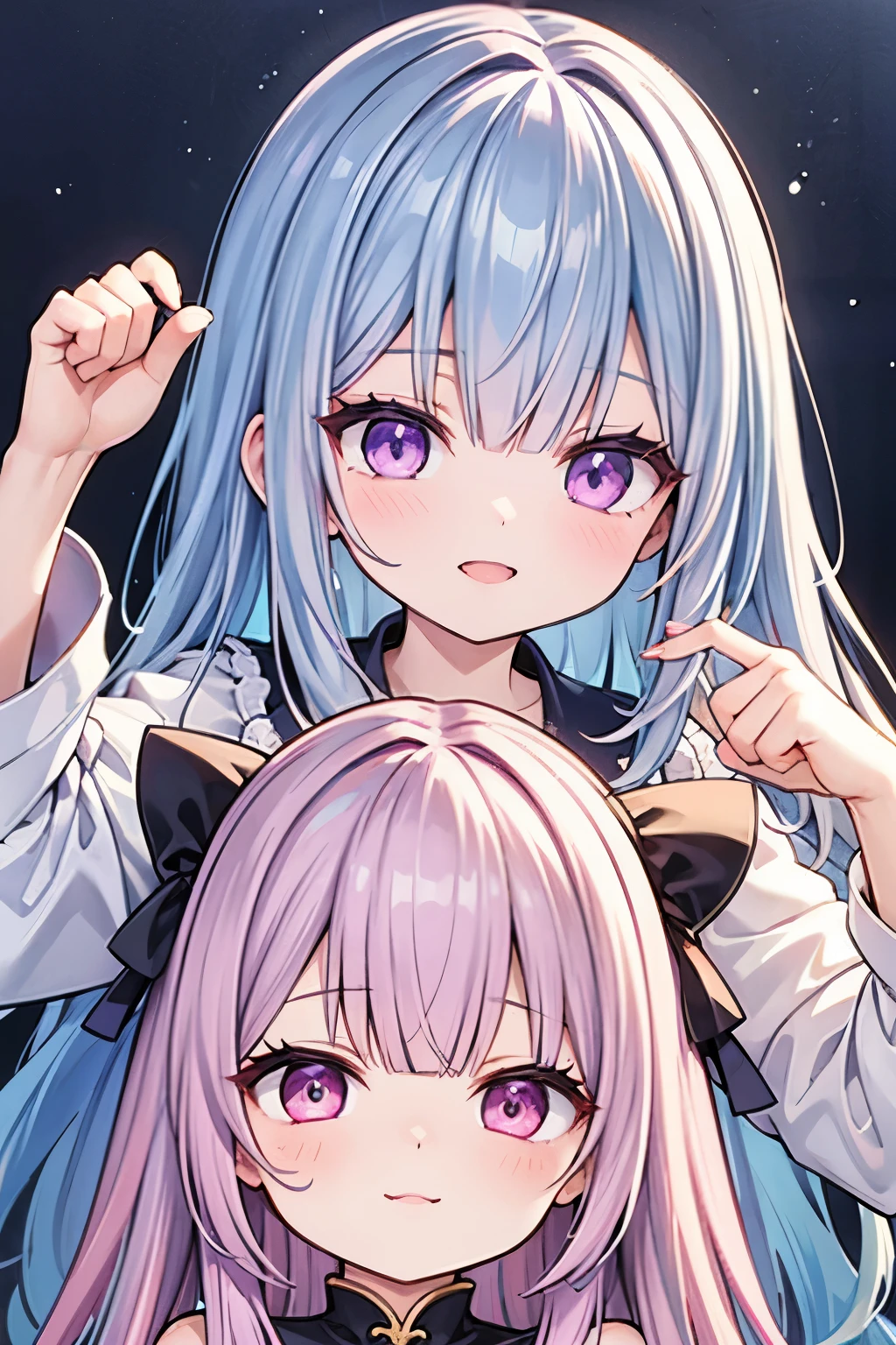 masterpiece, best quality, extremely detailed, (illustration, official art:1.1), 1 girl ,(((( light blue long hair)))), ,(((( light blue long hair)))),light blue hair, , long hair ((blush)) , cute face, big eyes, masterpiece, best quality,(((((a very delicate and beautiful girl))))),Amazing,beautiful detailed eyes,blunt bangs((((little delicate girl)))),tareme(true beautiful:1.2), sense of depth,dynamic angle,,,, affectionate smile, (true beautiful:1.2),,(tiny 1girl model:1.2),)(flat chest) ,The beautiful girl in lace top and leggings is sitting astride a pile of skeletons in the center of the picture. . There are multiple comic storyboards in the background，cbt,(masterpiece, best quality:1.2)，1 beautiful girl,sexy，comic storyboard:2, leggings, sit astride, axially symmetrical:2, ，sounding，cbt，hold，smile，colorful，trembling，juice，spray， Long hair,Lace top,
