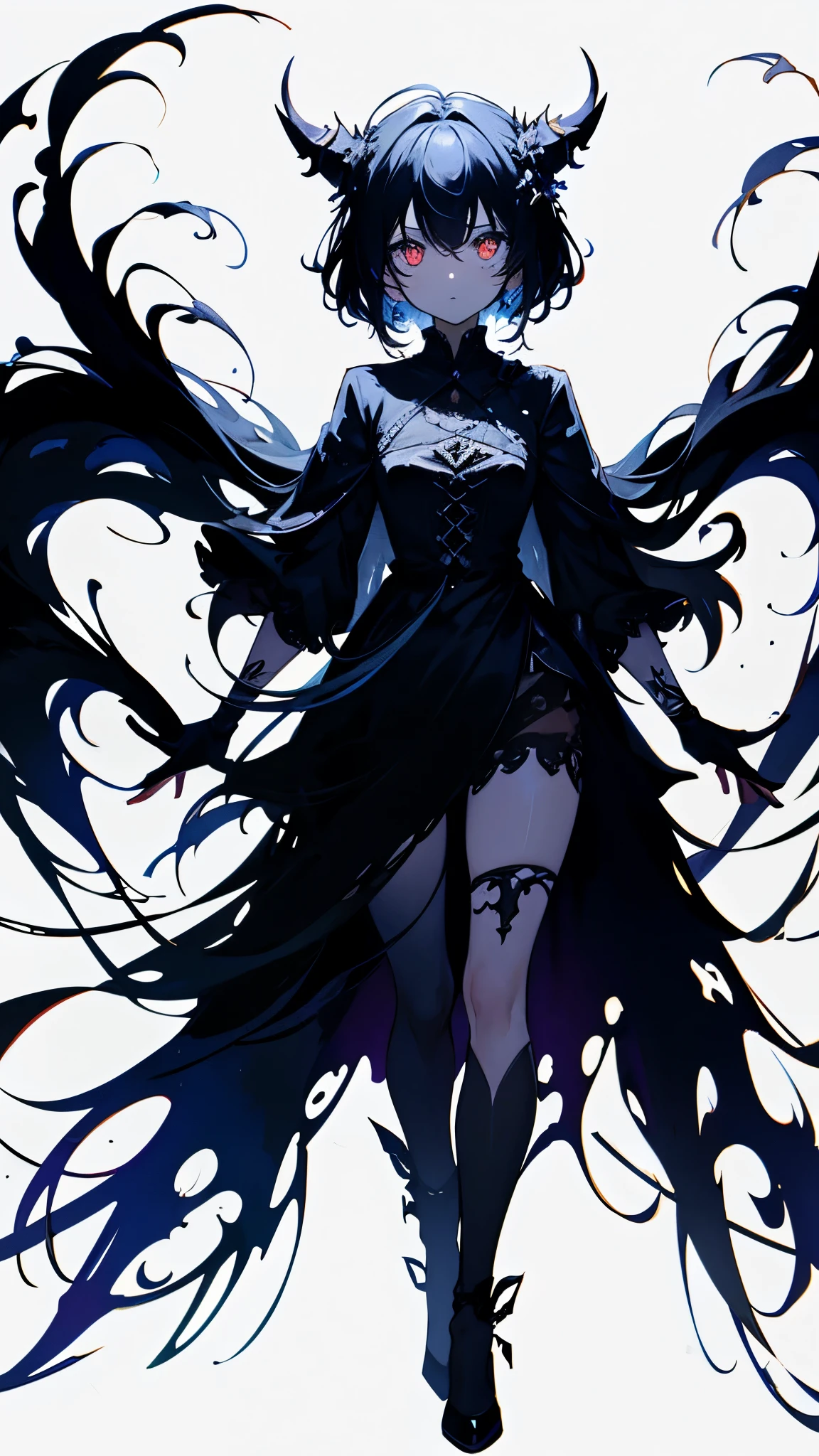 sketch (Character design sheet, same characters, whole body, Three-View, front, ~ ~ ~ ~ ~ side, return),(Very bright:1.1), White Background, [1 girl:7], (Tilt your head:1.2), ([sketch|watercolor \(Moderate\)]:1.15),Chaotic Abstraction Background, Vector Trace, Gradient blending and whole body, Artistic elements add depth to the work. The overall atmosphere is creepy and nightmarish....., With a unique artistic touch. This movie is、The dark and crazy world of horror movies depicted in HD., Evoke visual stimuli and aesthetic sense, that will terrify and excite the audience....,watercolor画, （Lightless, Eyes without highlights, evil eye, Ugly person with white eyes, that&#39;Red eyeliner）,whole body絵, Wearing a maid outfit （Gradient braided hair, (Light purple hair), (Ink blotches:1.1), (pale:1.2),(Light purple:1.2),(Light green:1.2)　Adult features,expensive, wear black tights,Green Eyes, The skin is hidden　and maid, The background is a dark and desolate landscape, Horror movie atmosphere. Her figure is very beautiful, Emphasizing the dark and crazy elements. Skillfully expressing the effects of light and shadow, detailed, The face and expression of the black costume are also carefully drawn.....,sketch (Character design sheet, same characters, whole body, Three-View, front, ~ ~ ~ ~ ~ side, return) 1 female, Nervous,Cowboy Shot,,(Very bright:1.1), White Background, [1 girl:7], (Tilt your head:1.2), ([sketch|watercolor \(Moderate\)]:1.15),Chaotic Abstraction