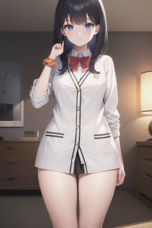 1girl,Solo,dark purple hair,yellow eyes,medium breasts,sailor,straight hair,pov,straight on,best quality, very aesthetic, absurdres,cowboy shot,Glasses,(pov),(nsfw),(Black socks)
