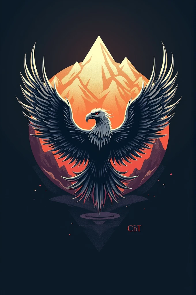 Design a military-style patch for airsoft with a shield shape, inspired by Warhammer 40k aesthetics. The colors should be bold and solid, predominantly featuring dark red, navy blue, dark violet, dark gray, and olive green. Centered on the patch, a powerful and aggressive griffin is depicted, highly muscular and masculine, with the body of a lion and the head of a golden eagle. The griffin is posed in a side view with its head turned to face the viewer, eyes fiercely focused. Its wings are fully spread, showcasing its dominance. Under its right front paw, it crushes a military helmet that contains a skull inside. In the background, three snow-capped mountain peaks rise against a dark, starry night sky with three visible stars. At the top edge of the patch, the text "BAT - AIRSOFT TEAM" is prominently displayed. Ensure all elements are contained within the shield-shaped patch, with a design style reminiscent of Warhammer 40k Space Marines.