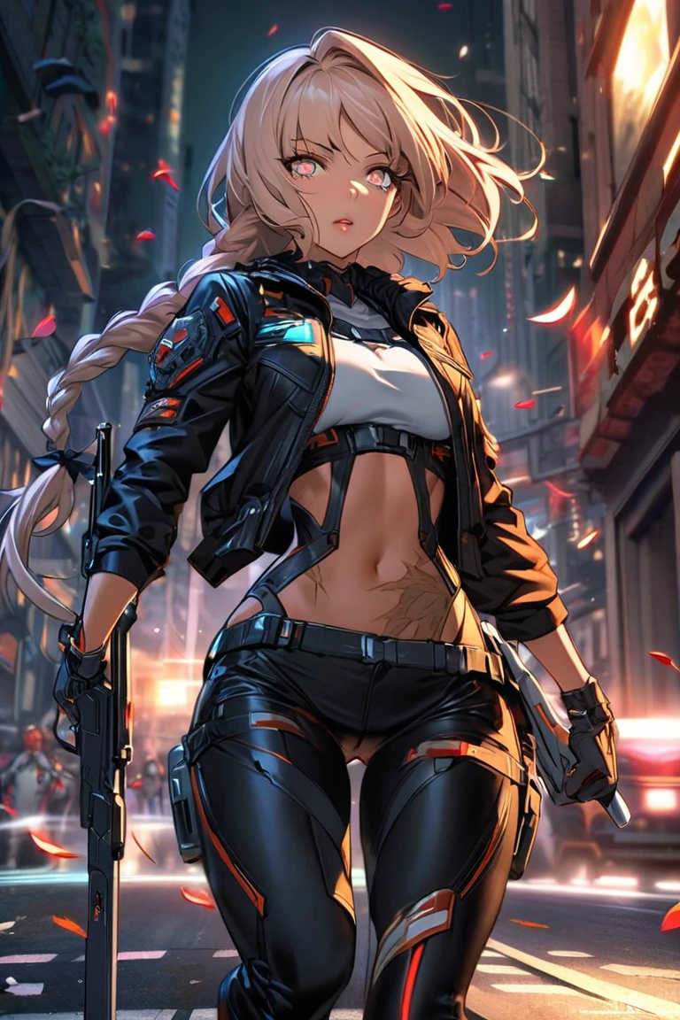 ((highest quality)), ((masterpiece)), (be familiar with), (High definition), 8K, Perfect Face、2Women、Two blonde women with cat ears、((Are crying))、((Sitting on the ground))、tall、2 Blonde cat ears、2. Long Hair、2. Volumetric hair style、Large Breasts、Narrow waist、Big Ass、glamorous、Alluring、protector、Armor、combat suit、Combat Boots、Armament、Equipped with large firearms、Cinematic、Best Shadow、Side lighting、NEO TOKYO、riot、explosion、tank、helicopter、(Close-up of face)